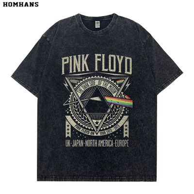 PinkFloyd乐队周边水洗短袖T恤
