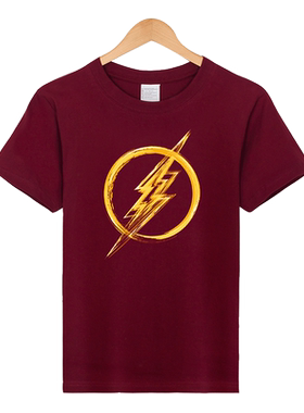 红韩THE FLASH 闪电侠T恤纯棉短袖超级英雄漫画正义联盟宽松大码