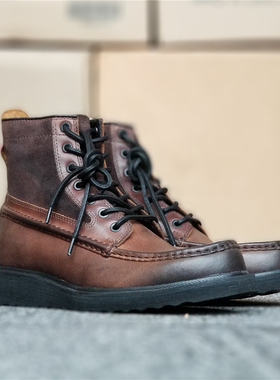 现货弗莱Frye Montana美式系带复古工装靴头层牛皮牛反绒方头男靴