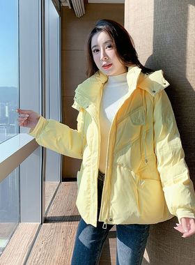 黄色短款羽绒服女2025冬季新款韩版立领白鸭绒宽松显瘦加厚短外套