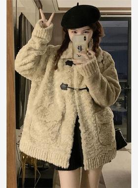 2024冬季新款羊羔外套加厚保暖毛毛大衣环保皮草韩版宽松显瘦上衣