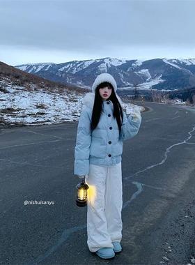 小暖炉新款羽绒服白鸭绒连帽大毛领小个子显瘦加厚叠穿韩系厚外套