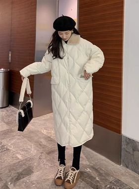 2025冬季羽绒棉服新款加厚过膝韩版中长款宽松毛领棉衣棉服外套女