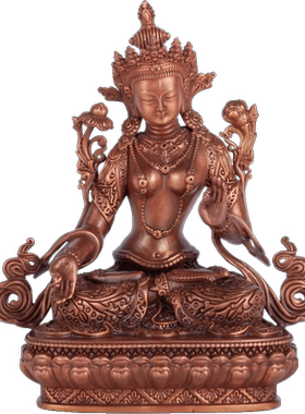 纯紫铜绿度母佛像中式办公室