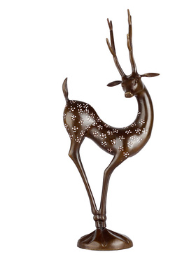 纯黄铜梅花鹿摆件客厅家居饰品摆件办公室鹿工艺品梅花鹿礼品摆设