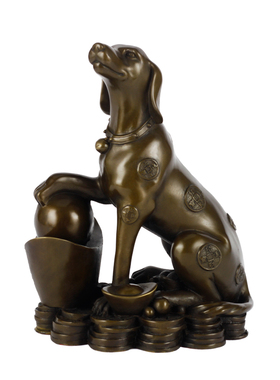 纯黄铜狗招财狗工艺礼品摆饰家居客厅装饰品生肖狗摆件旺财旺家乔