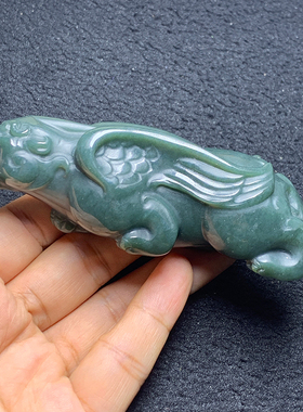 天然和田玉貔貅把件手把件玉石雕刻工艺品收藏184.54克
