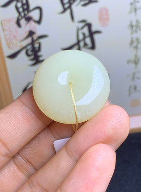 一物一拍 天然和田玉青白玉平安扣吊坠项链白色颈饰老料17.07克