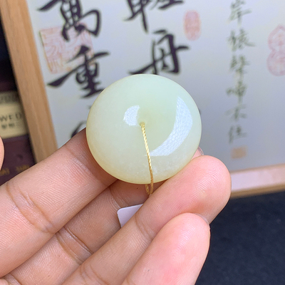 一物一拍 天然和田玉青白玉平安扣吊坠项链白色颈饰老料17.07克