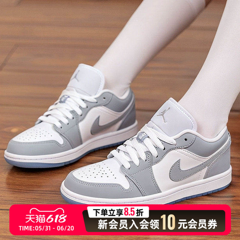 NIKE耐克灰色滑板鞋女鞋运动鞋低帮篮球风休闲鞋大勾运动鞋DC0774