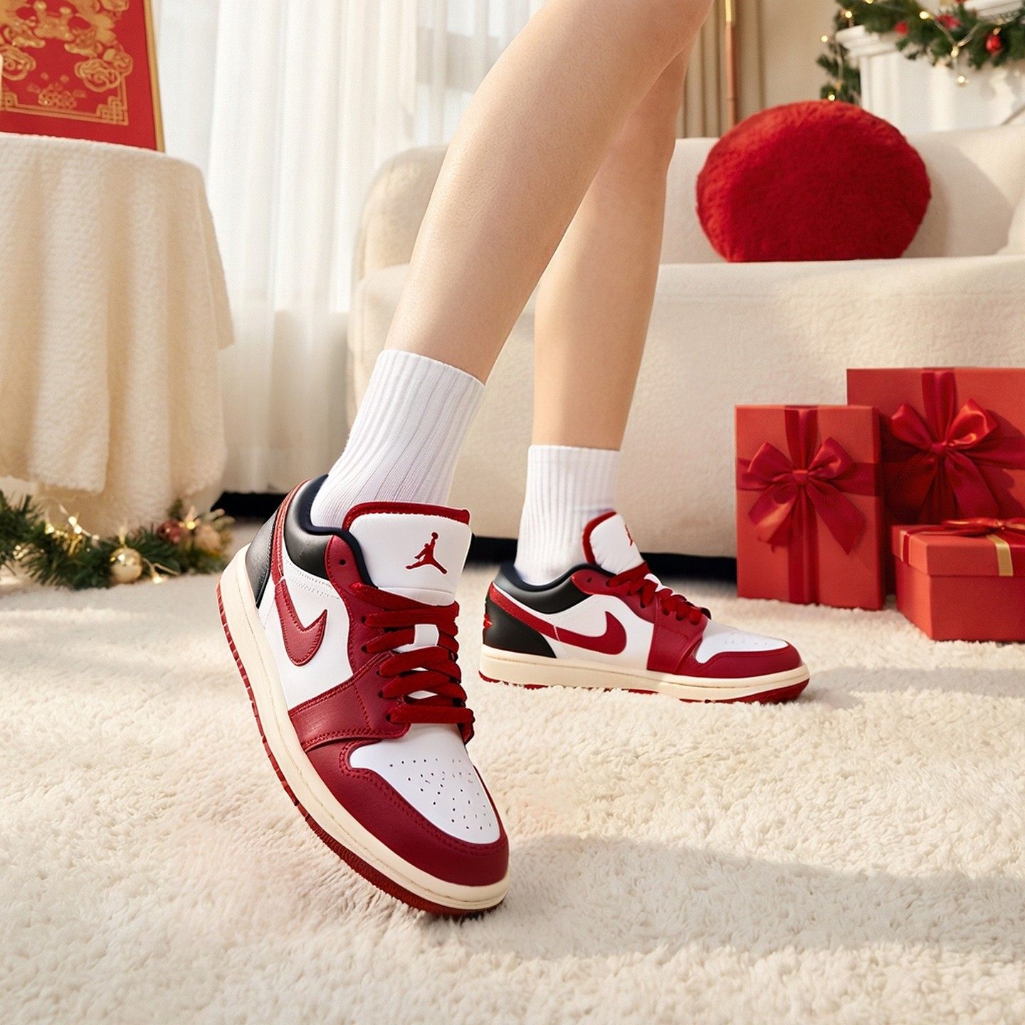 NIKE耐克女鞋红色婚鞋新年款春季AJ1篮球鞋实战训练鞋板鞋DC0774,运动鞋new,运动休闲鞋,淘宝优惠券,粉丝福利购,淘宝优惠卷