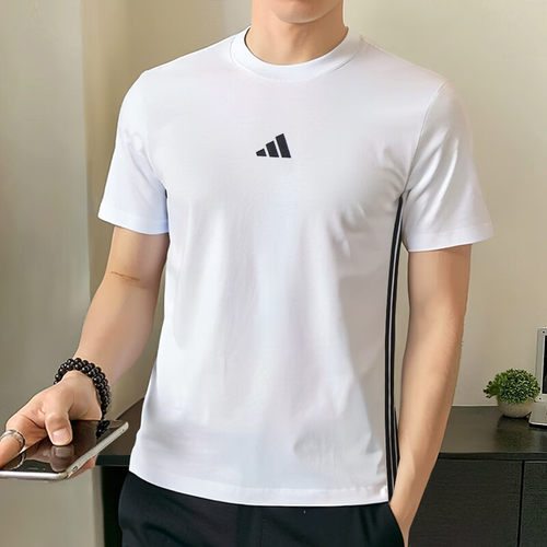 阿迪达斯短袖男装2026夏季运动服休闲透气白色纯棉T恤正品JY8563