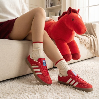 阿迪达斯三叶草男鞋女鞋2026新款红色德训鞋运动休闲鞋板鞋IF1808