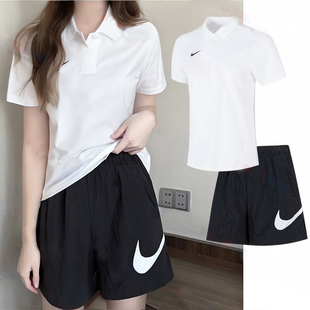 休闲短裤 POLO衫 25夏季 新款 NIKE耐克女装 透气T恤跑步运动套装 短袖