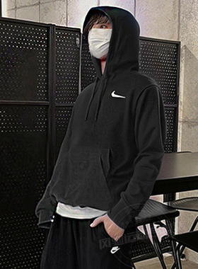 NIKE耐克男装黑色连帽卫衣25新款套头衫宽松长袖运动服HF1177-010