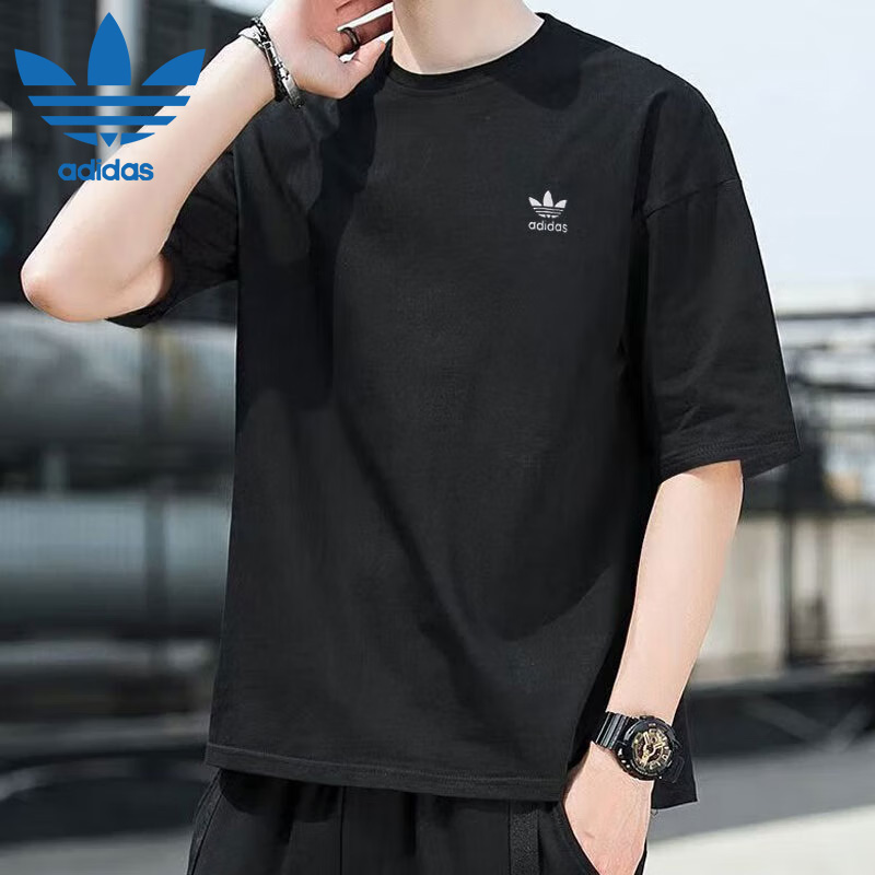 阿迪达斯三叶草短袖男装2025秋季新款圆领半袖休闲运动服透气T恤
