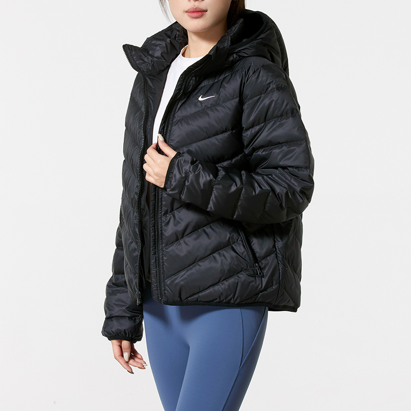 耐克女装羽绒服黑色短款25冬季新款保暖运动休闲厚外套HV5106-010