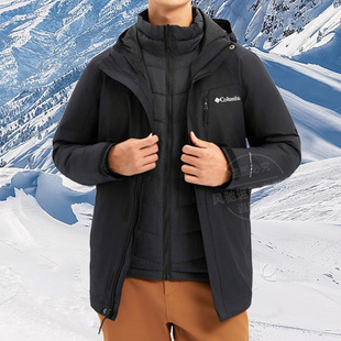 Columbia哥伦比亚男子春季 冲锋衣23新款 户外保暖棉内胆三合一外套