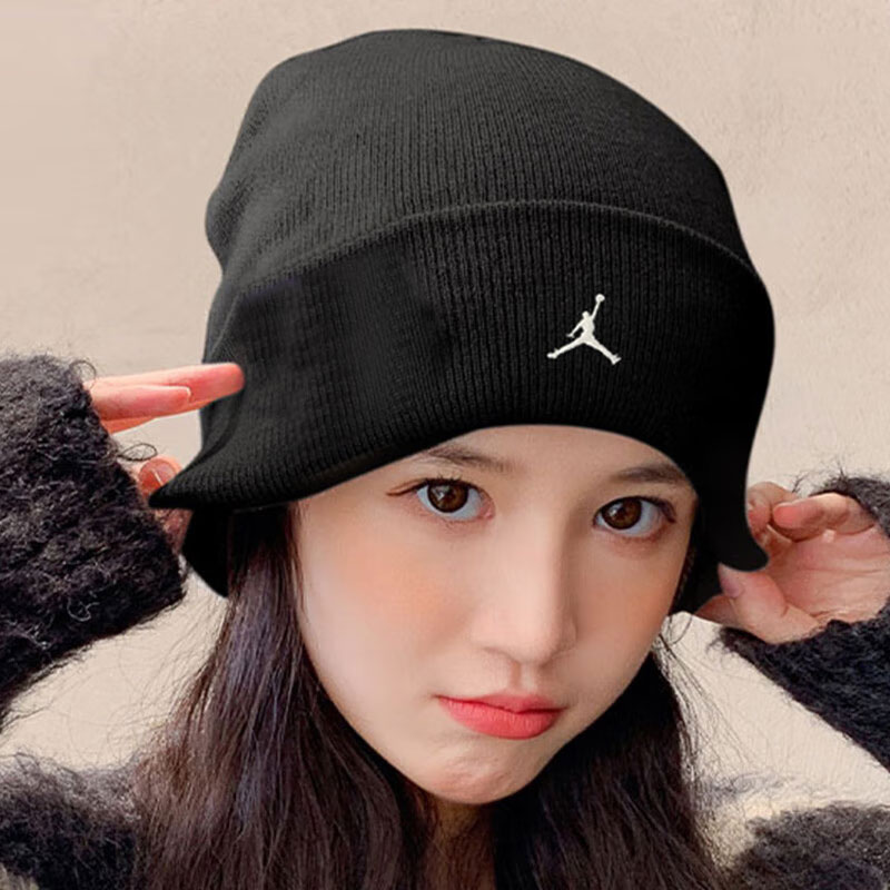 nike耐克男女帽子冬季新款情侣毛线帽AJ骑行黑色男士针织帽FN4672