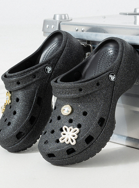Crocs卡骆驰闪耀云朵洞洞鞋女鞋透气沙滩凉拖运动休闲鞋207241