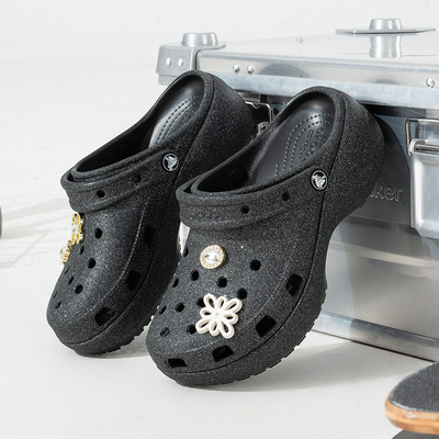 Crocs卡骆驰闪耀云朵洞洞鞋女鞋透气沙滩凉拖运动休闲鞋207241