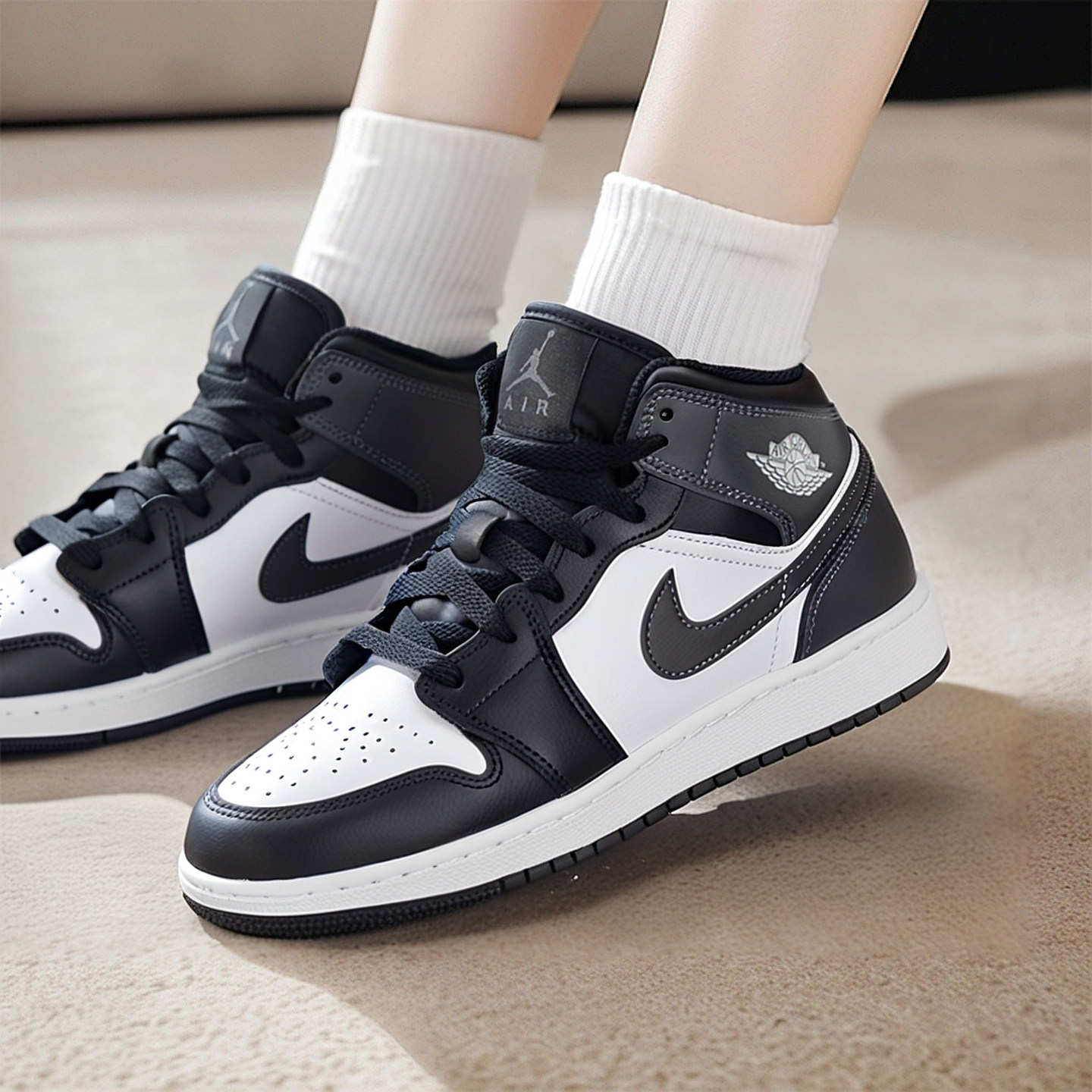 耐克Nike Air Jordan 1 AJ1黑白运动鞋复古板鞋中邦休闲鞋篮球鞋