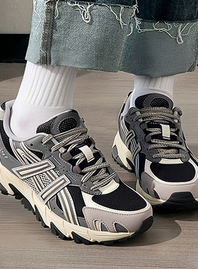 亚瑟士ASICS休闲鞋男鞋女鞋灰色老爹鞋新款运动鞋训练鞋1203A734