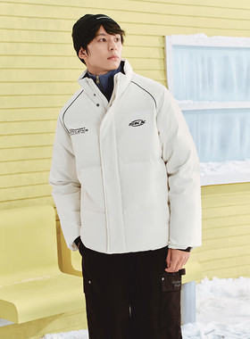 Skechers斯凯奇男白色短款羽绒服2025冬季保暖立领外套女P424U041