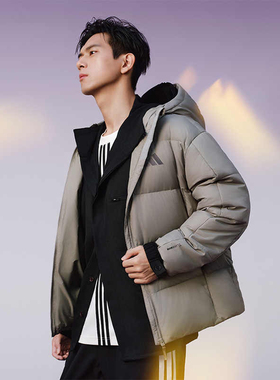 阿迪达斯羽绒服男装冬季新款运动休闲棉羽保暖连帽厚外套KC2479