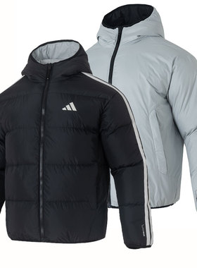 阿迪达斯秋冬两面穿羽绒服男装25新款保暖外套休闲运动服 KC2490