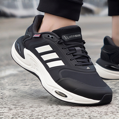 adidas男鞋加厚休闲鞋climawarm暖风运动鞋黑色低帮跑鞋