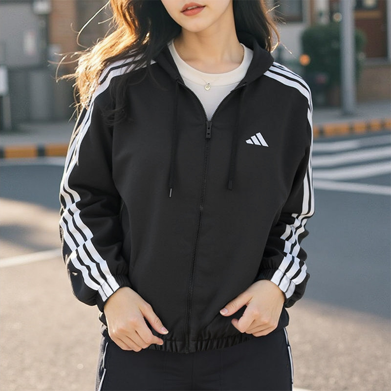 Adidas阿迪达斯女装梭织连帽夹克外套26新款休闲跑步运动服JZ2162