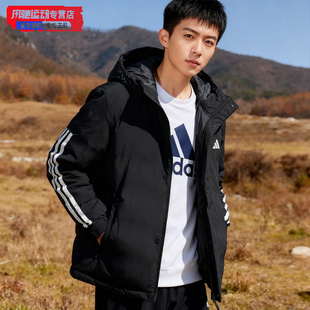 阿迪达斯官方正品男款黑色棉服冬季新款保暖休闲外套运动服JY8303