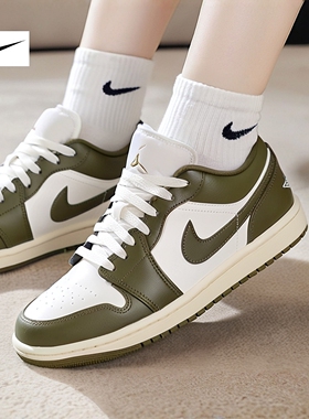 NIKE耐克女鞋26新款运动鞋AJ1绿色低帮板鞋轻便耐磨休闲鞋 DC0774
