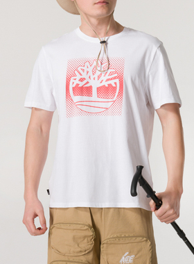 Timberland添柏岚短袖男户外休闲上衣舒适宽松透气T恤 白色A2Q8