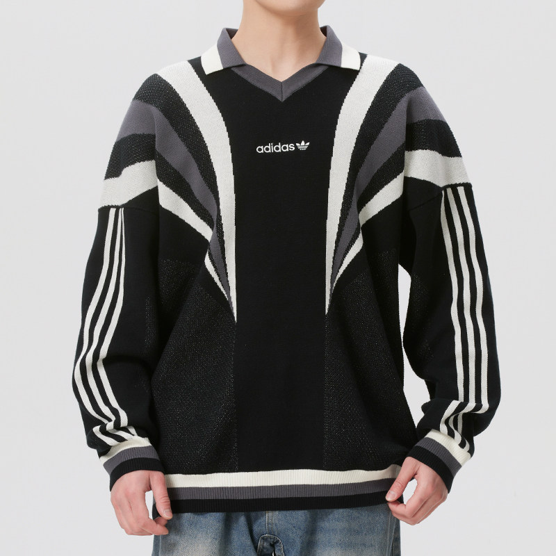 Adidas阿迪达斯男装线衫长袖套头衫2026春季新款休闲运动服KW2018