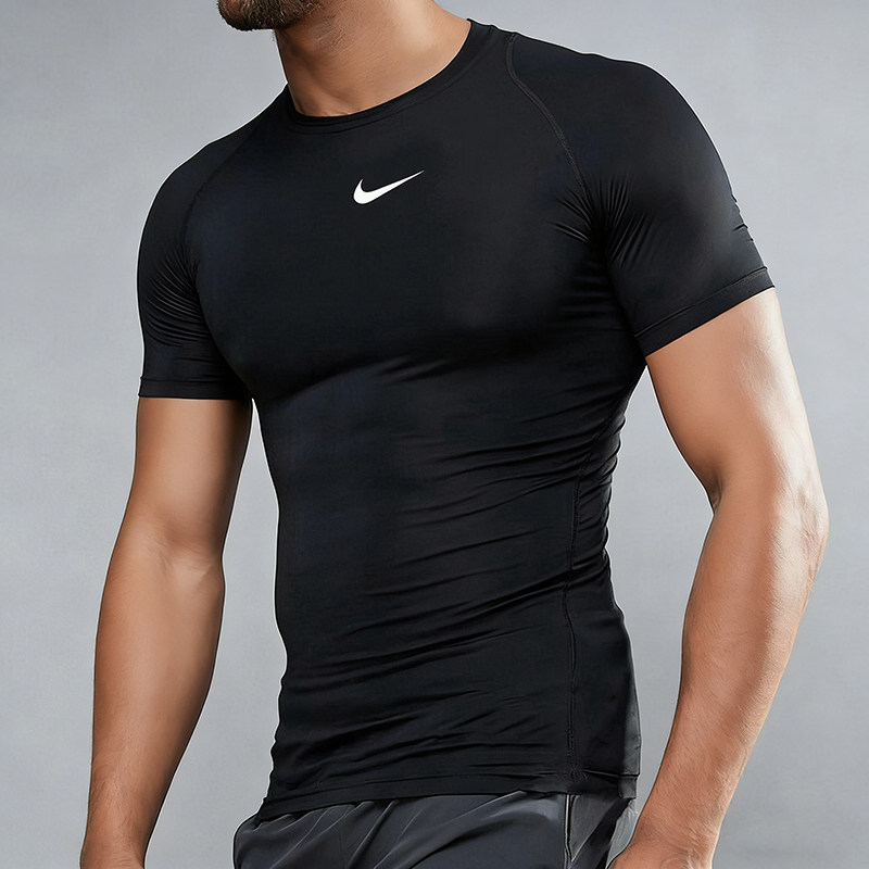 Nike耐克紧身衣男士短袖健身衣短袖T恤速干跑步训练服运动半袖