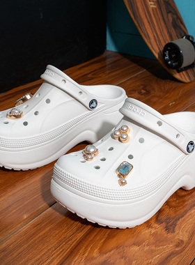Crocs卡骆驰贝拉洞洞鞋女鞋2025冬季新款厚底拖鞋沙滩凉鞋210062