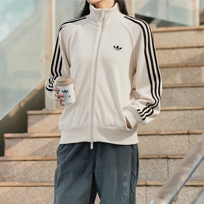 阿迪达斯三叶草女装立领外套26春季新款针织休闲跑步运动服KQ5490