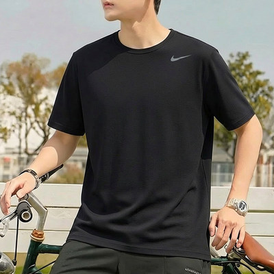 nike耐克男装黑色速干短袖T恤新款跑步健身训练运动上衣 IB8898