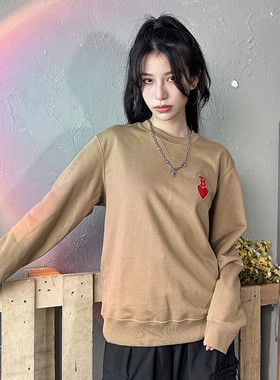 MLB官方男女长袖套头衫上衣情侣宽松圆领爱心卫衣运动服3AMTH0254