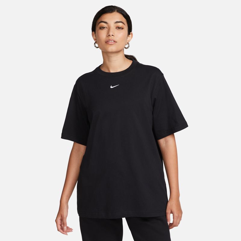 NIKE耐克女款T恤新款黑色时尚简约小LOGO舒适透气运动短袖 FD4150