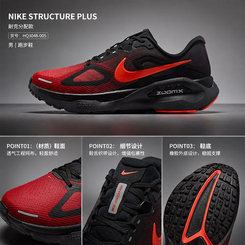 耐克稳程男子专业公路跑步鞋缓震NIKE STRUCTURE PLUS HQ3048