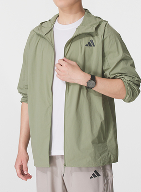 adidas阿迪达斯男装绿色夹克外套25新款运动服户外皮肤衣KB5158