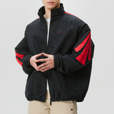 阿迪达斯男装梭织夹克外套2026春季新款户外跑步休闲运动服JZ0373