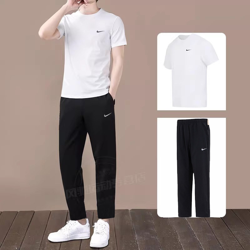 Nike耐克男装运动套装白色短袖T恤长裤子2026新款跑步休闲两件套