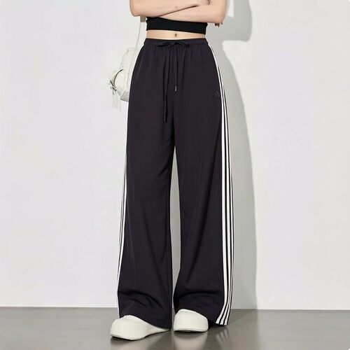 Adidas女裤梭织长裤休闲裤26新款宽松拖地裤运动裤KX6695
