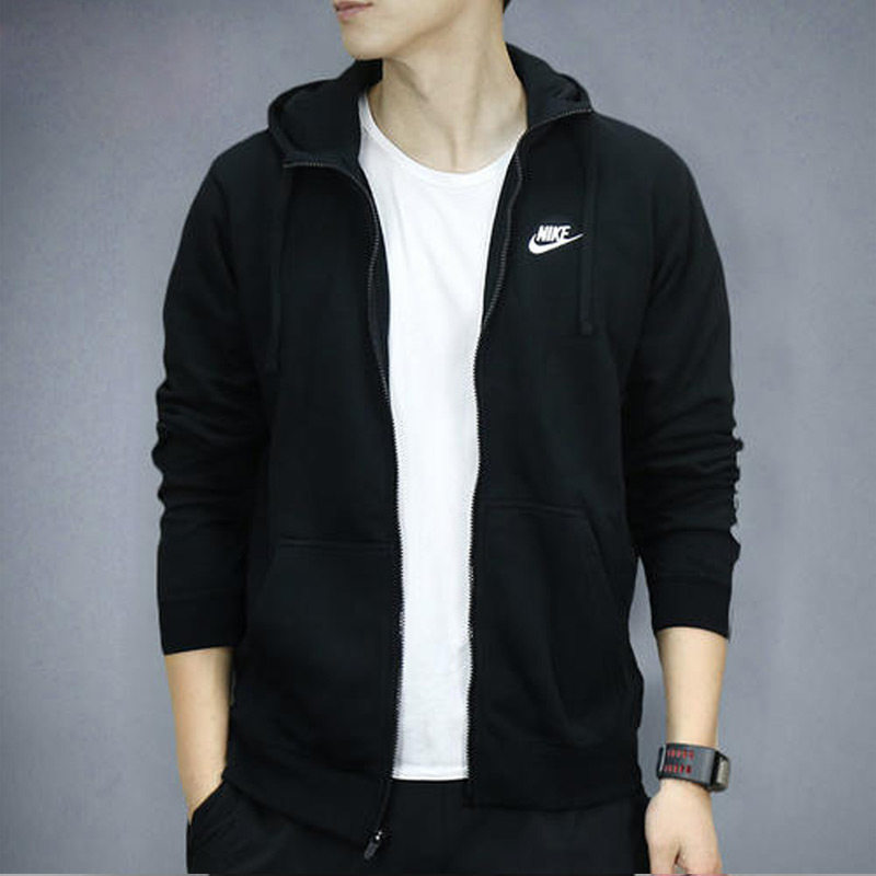 NIKE耐克外套男2026新款春季薄款运动服拉链连帽卫衣黑色休闲夹克