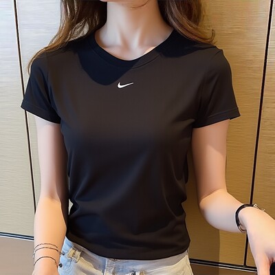 耐克女装运动短袖2026夏新款黑色针织透气上衣休闲T恤FV5509-010