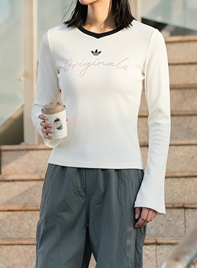 adidas阿迪达斯三叶草女子26新款P TEE LS运动休闲长袖T恤KS2382